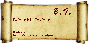 Bánki Irén névjegykártya